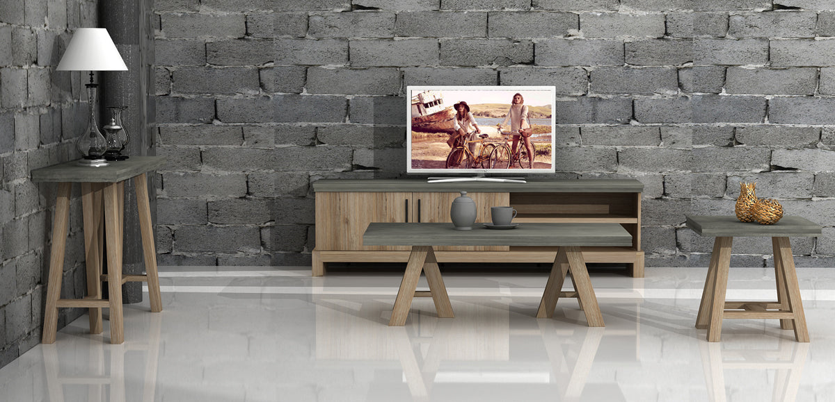Modrest Civic Modern Concrete & Acacia End Table