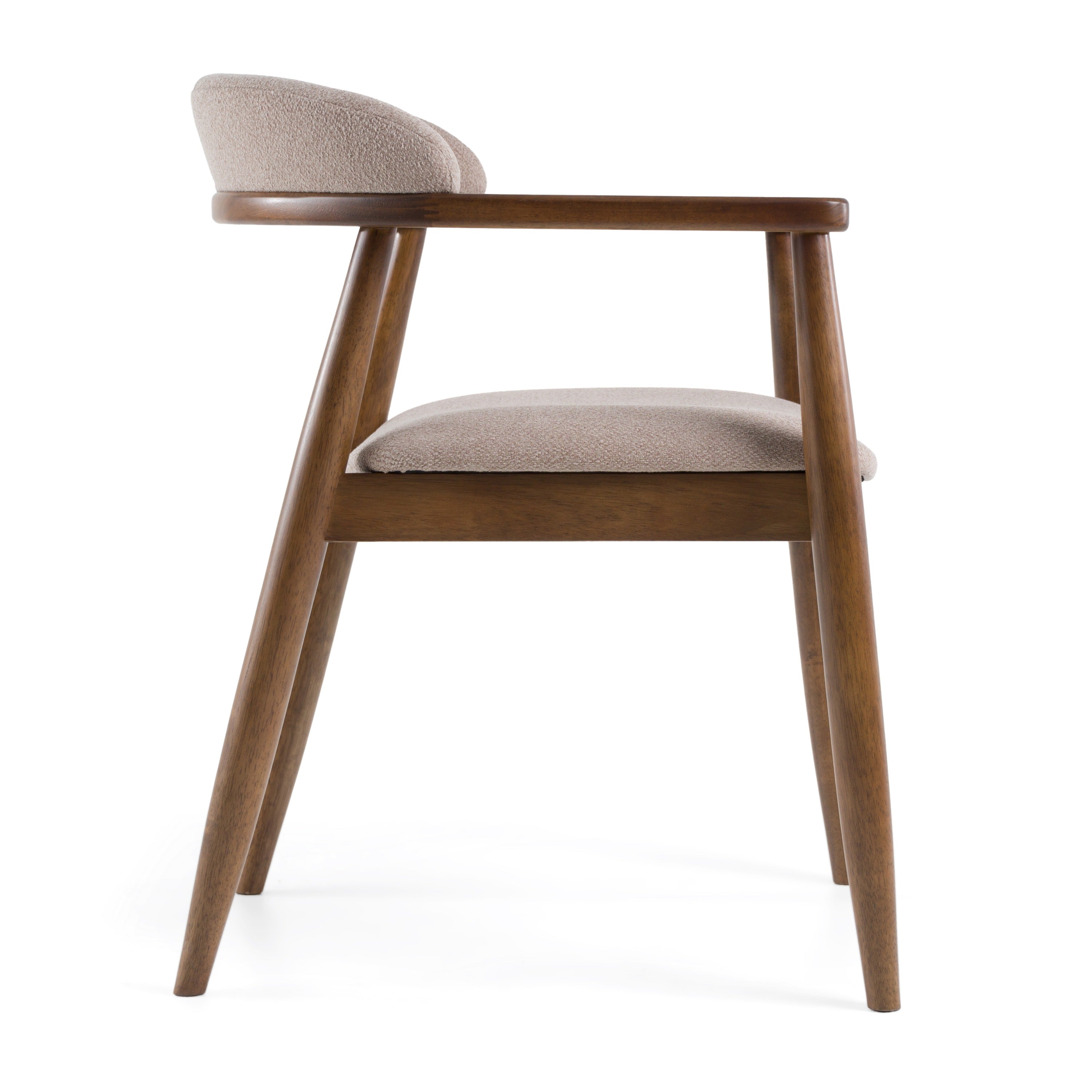 Modrest Cohen - Mid-Century Modern Tan Fabric + Walnut Dining Chair