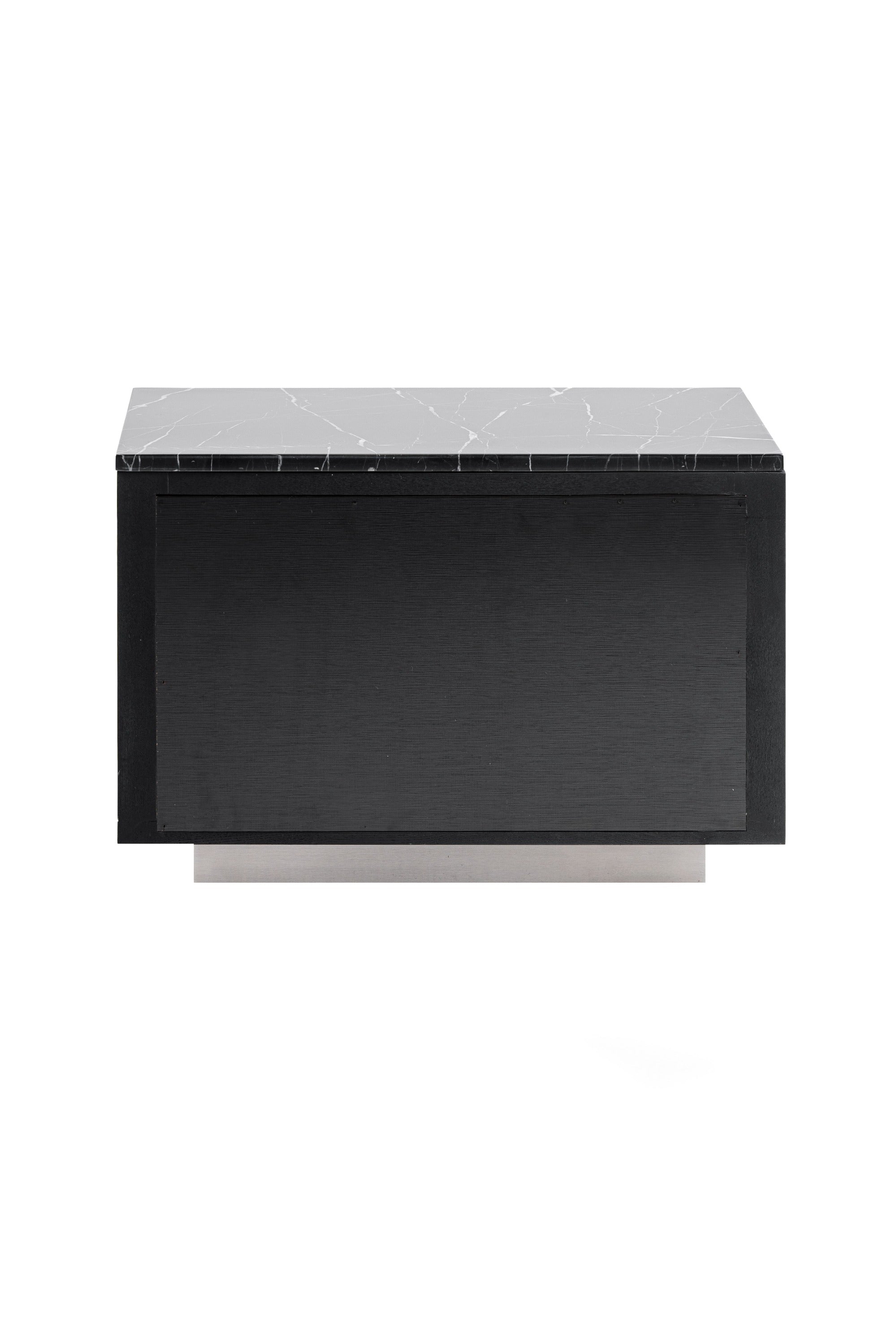 Modrest Concord - Modern Black Marble + Black Ash + Aluminum Nightstand