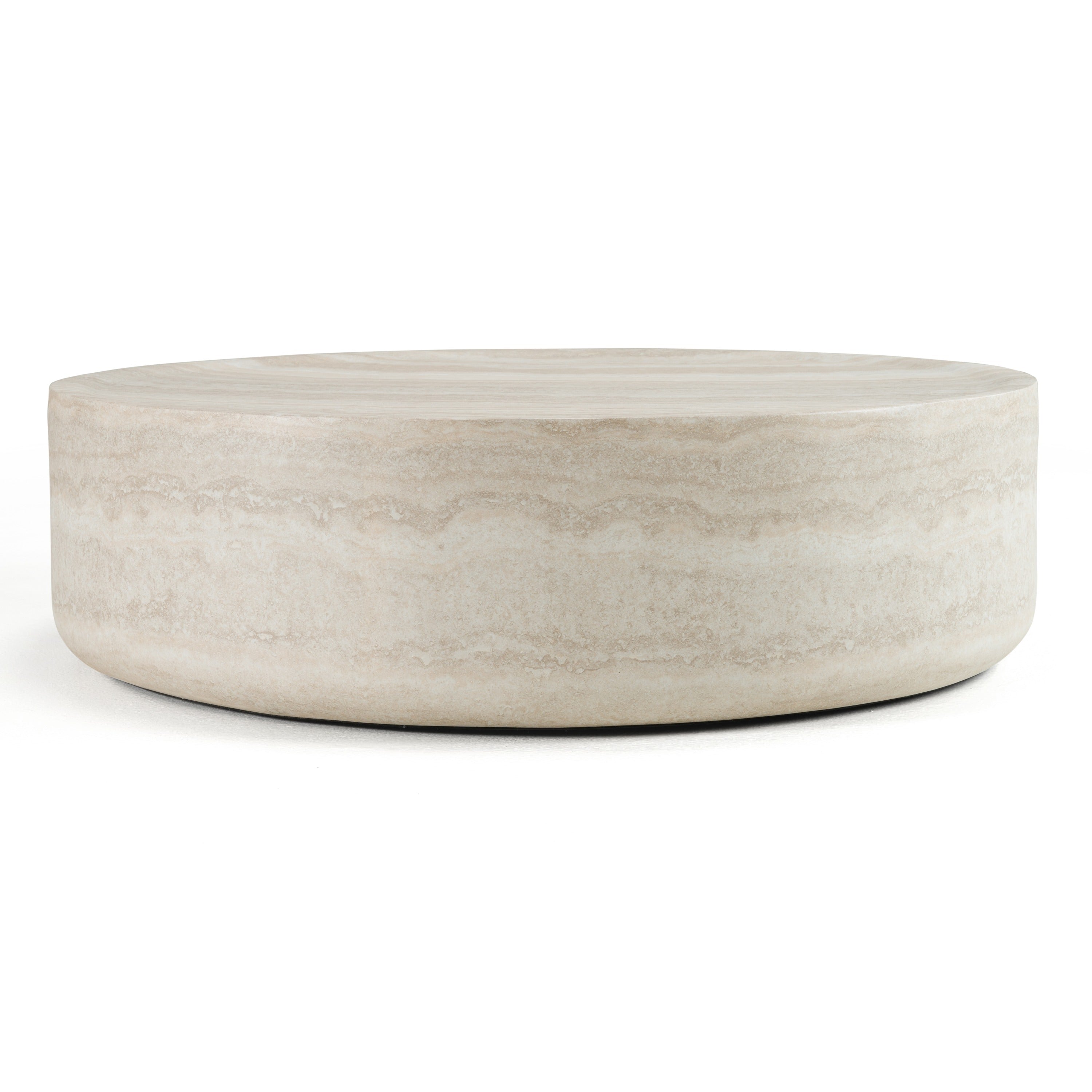 Modrest Cozad - Modern Faux Travertine Round Coffee Table