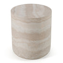 Modrest Cozad - Modern Faux Travertine Round End Table