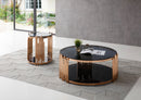 Modrest Bryce Modern Smoked Glass & Rosegold Round End Table
