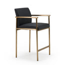 Modrest Custer - Modern Black Vegan Leather + Brass Counter Chair