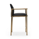 Modrest Custer - Modern Black Vegan Leather + Brass Counter Chair