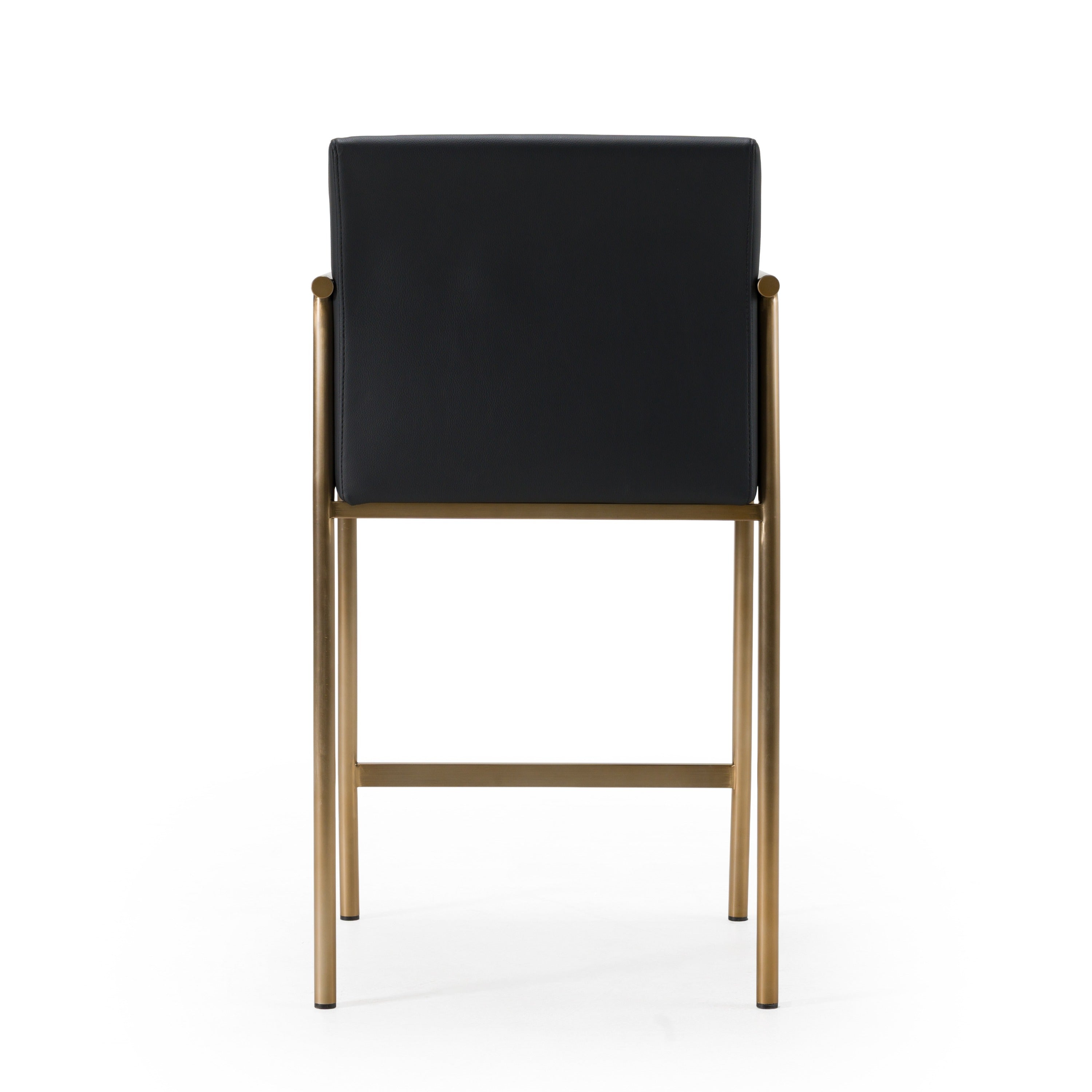 Modrest Custer - Modern Black Vegan Leather + Brass Counter Chair