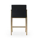 Modrest Custer - Modern Black Vegan Leather + Brass Counter Chair