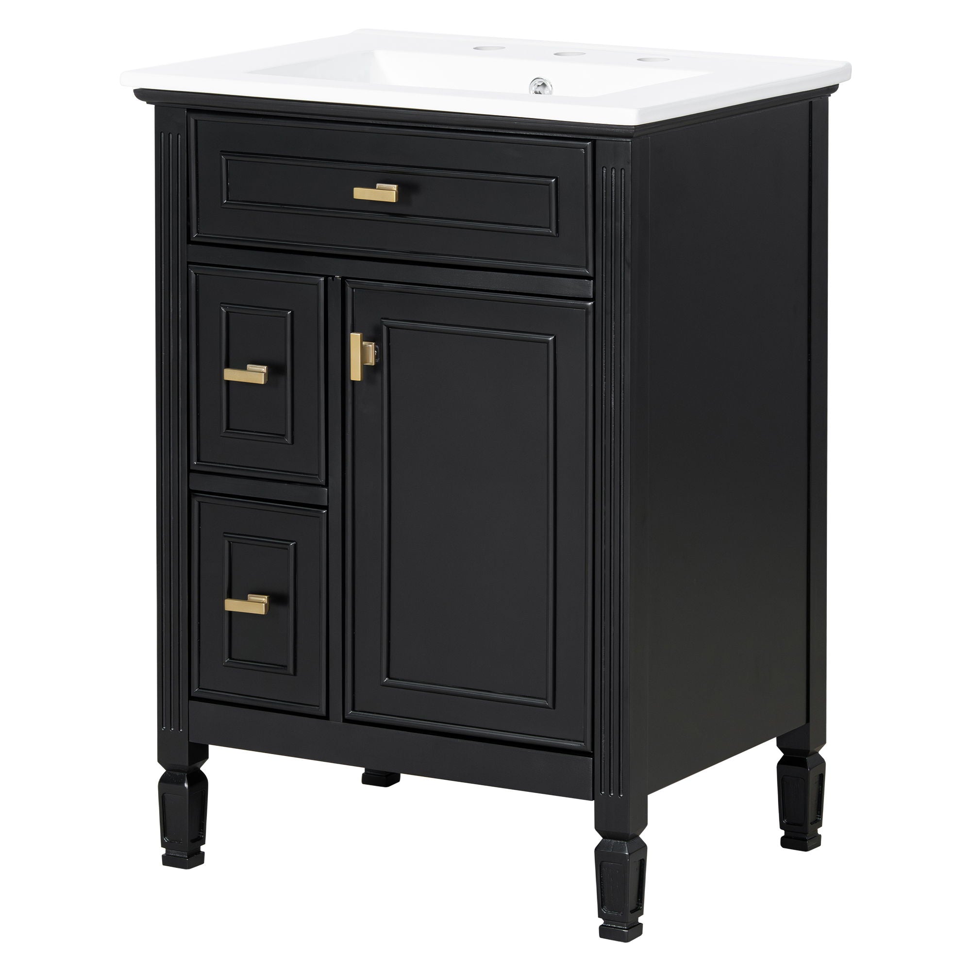 Bathroom Vanity With Sink, Flip Drawer, 2 Drawers, Adjustable Shelf