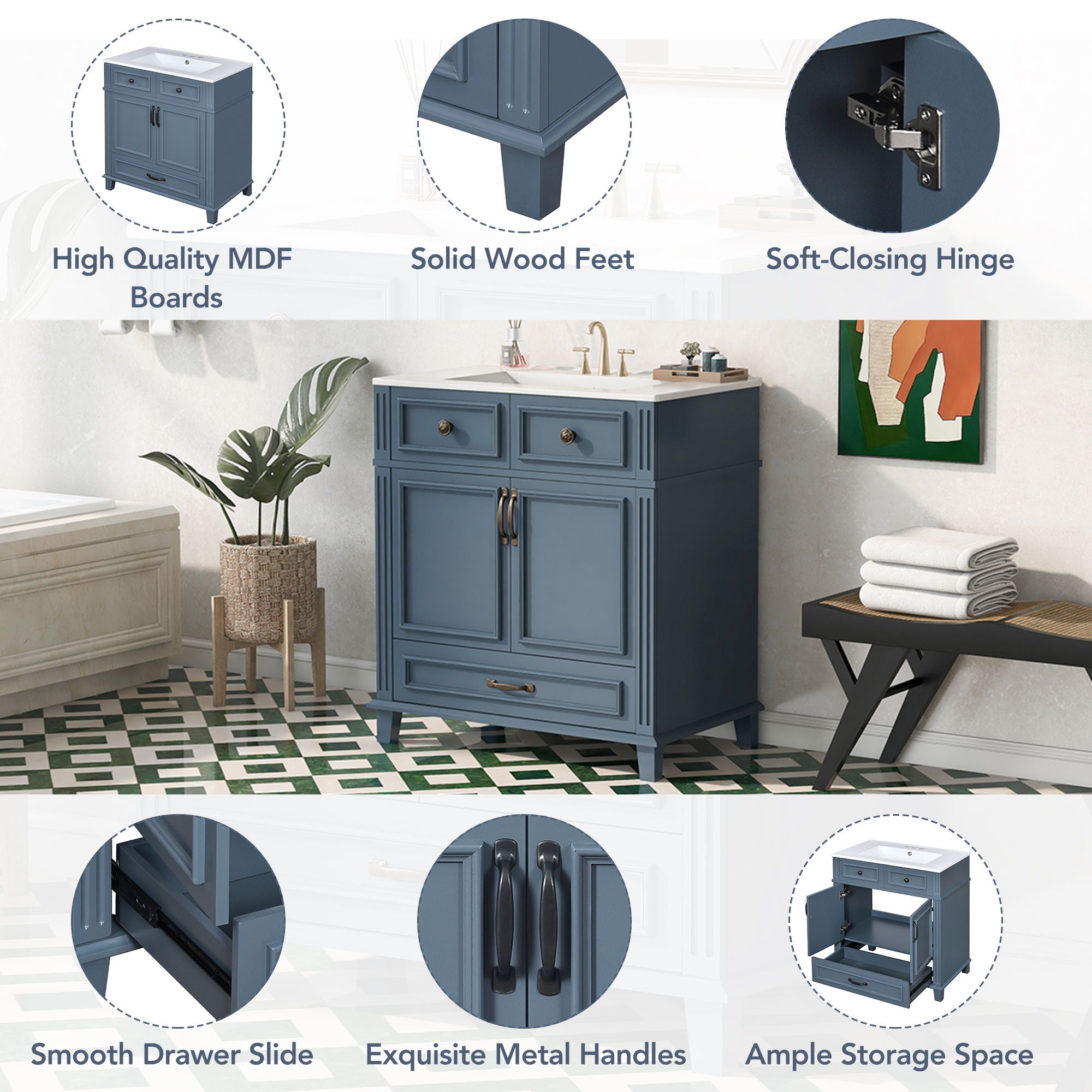 Bathroom Vanity With Sink, Storage Cabinet