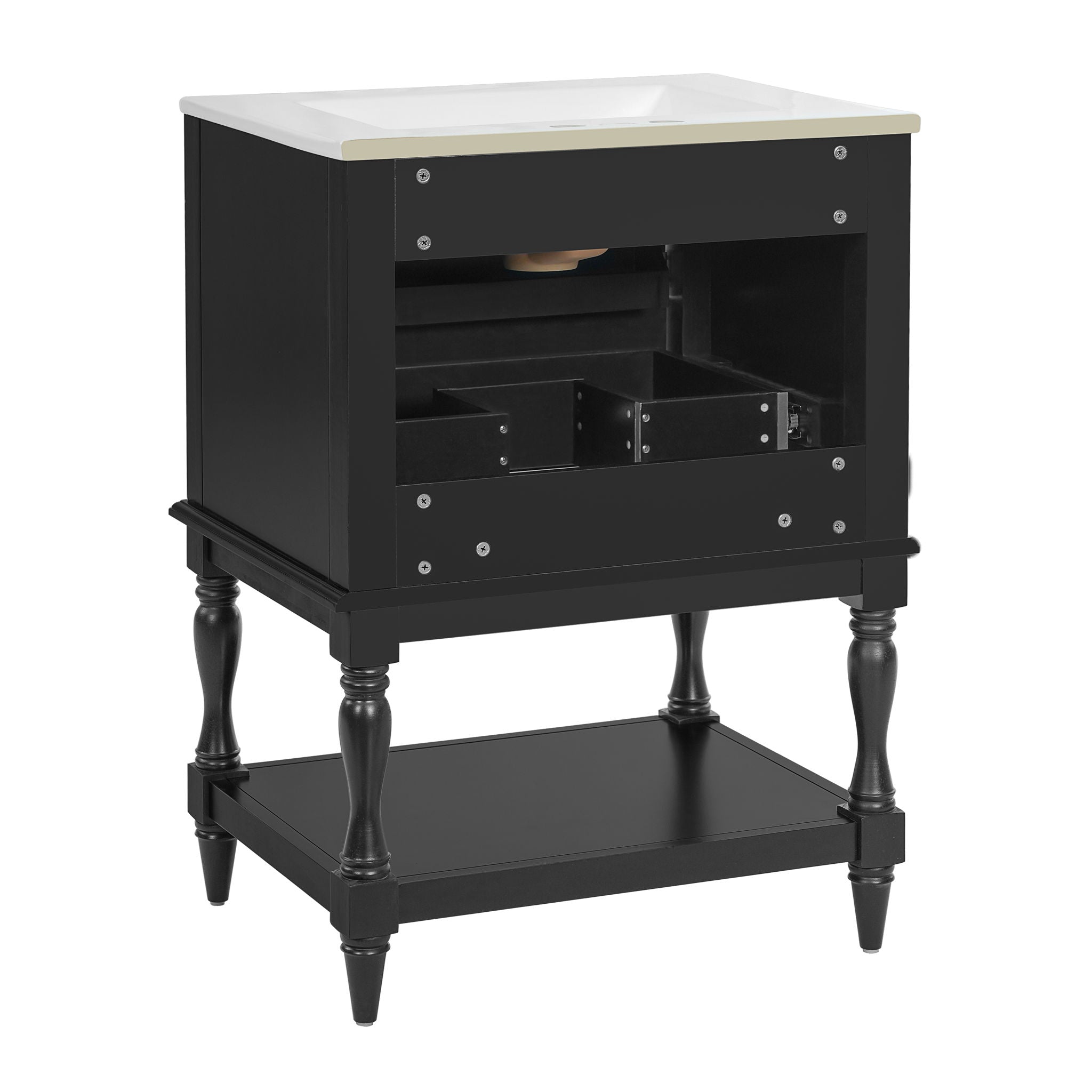 Bathroom Vanity With Sink, 2 Drawers Storage Cabinet, Open Shelf