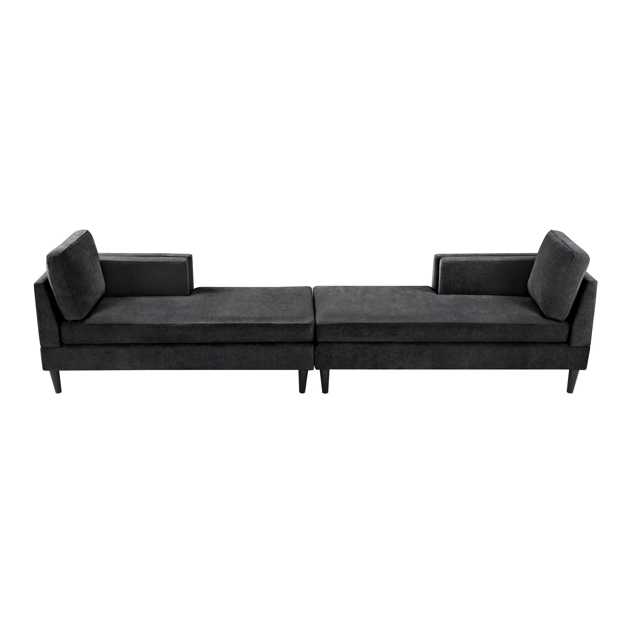 Chaise Lounge Sofa Bed With Dual Layer Armrests For Living Room