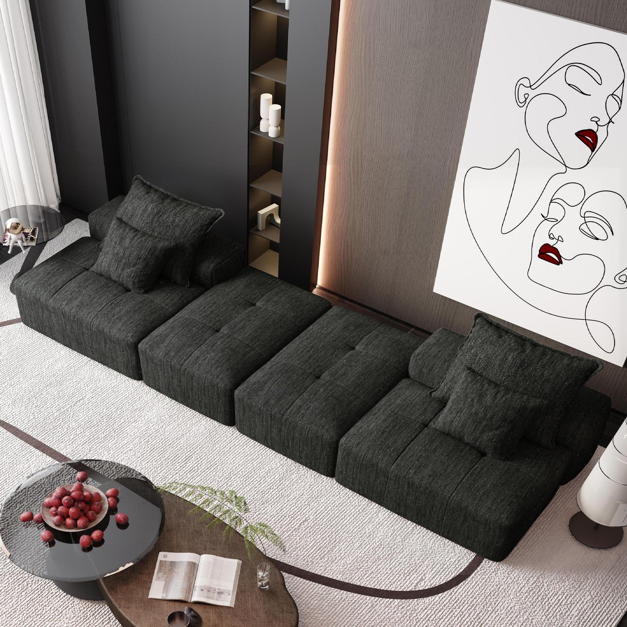 Modern Oversized Diy Combination, Modular Sectional Sofa With Pillows