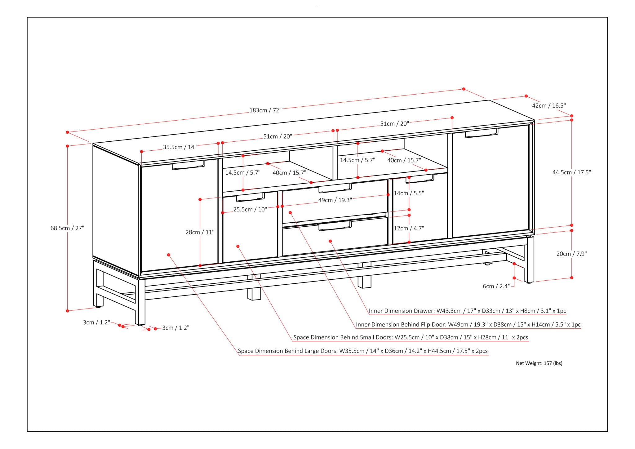 Banting - Wide TV Stand - Walnut Brown