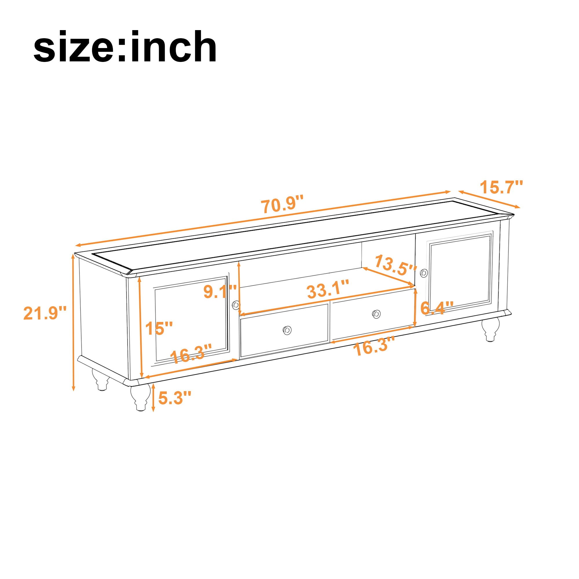 TV Stand For TVs Up To 80", Entertainment Center With Open Compartment