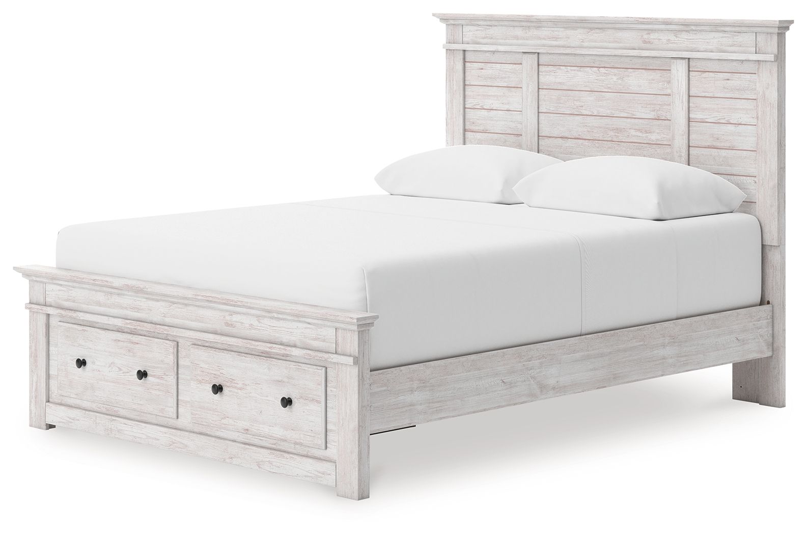 Makidern - Panel Storage Bed With Under Bed Storage Unit And Storage Footboard