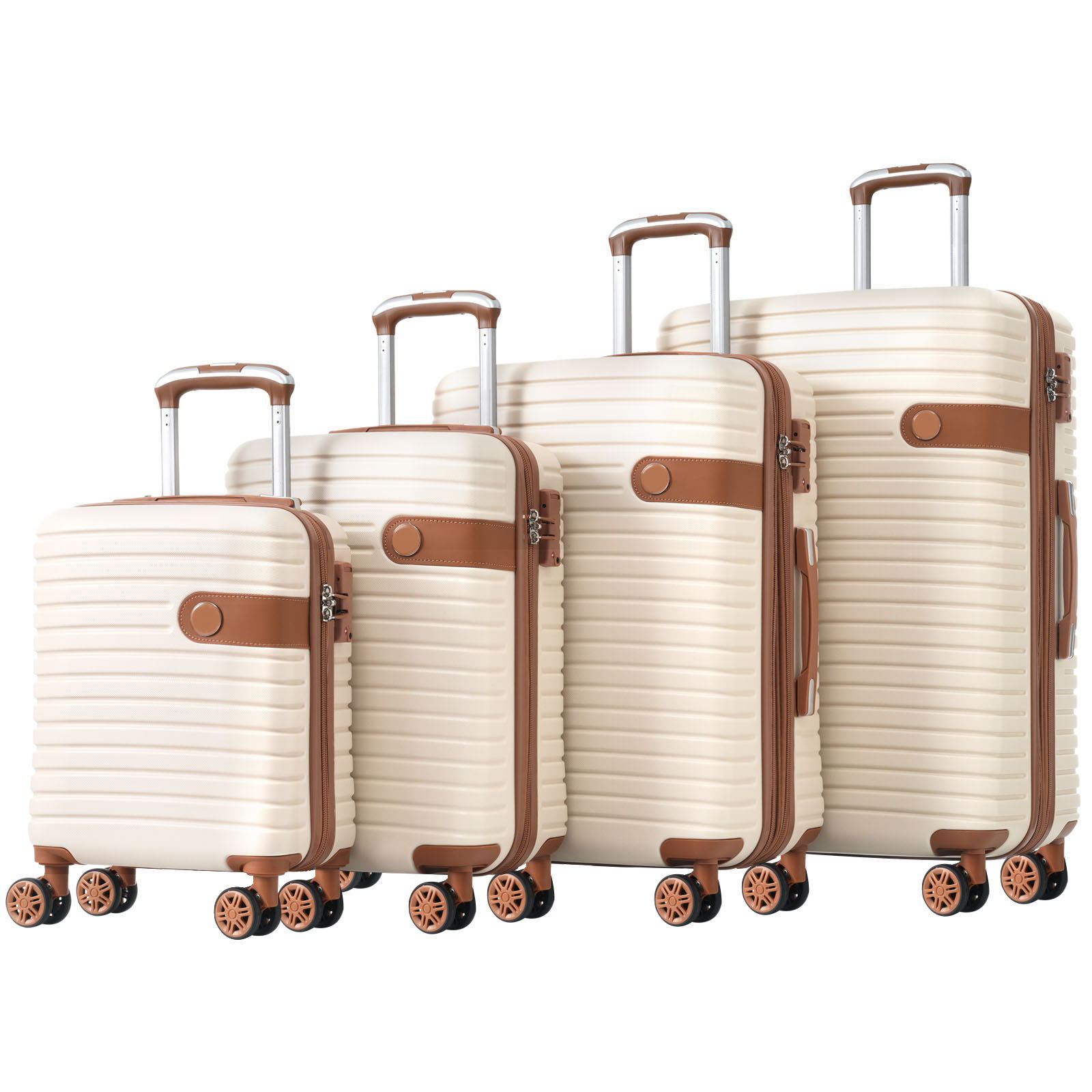 4 Piece Luggage Suitcase Set, Hard Shell Lightweight Expandable Travel Luggage With 4 Packing Cubes