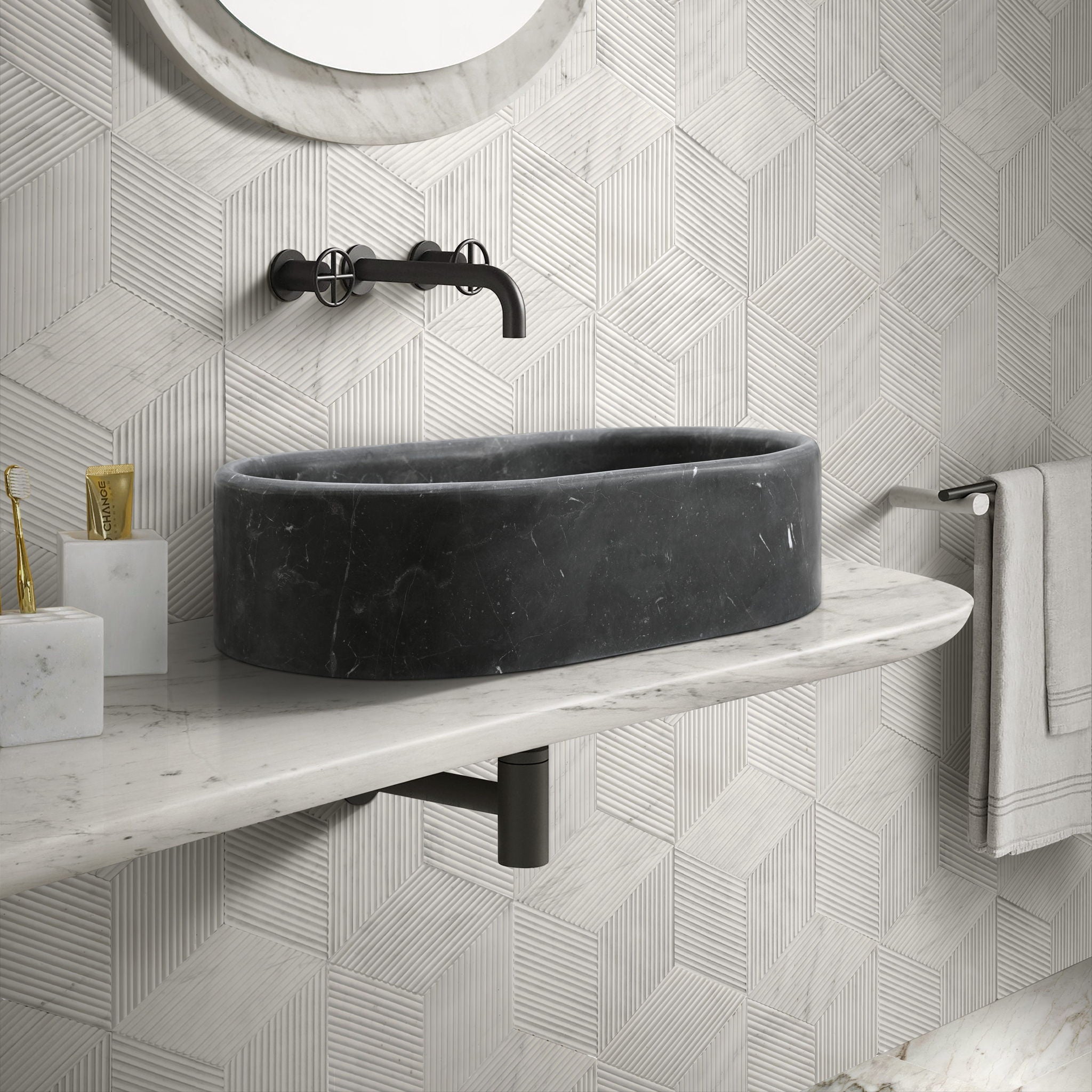 Bathroom Vessel Sink, Semi Polished Surface