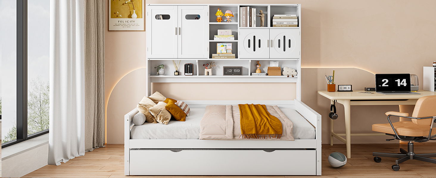 Daybed & All-In-One Cabinet And Shelf