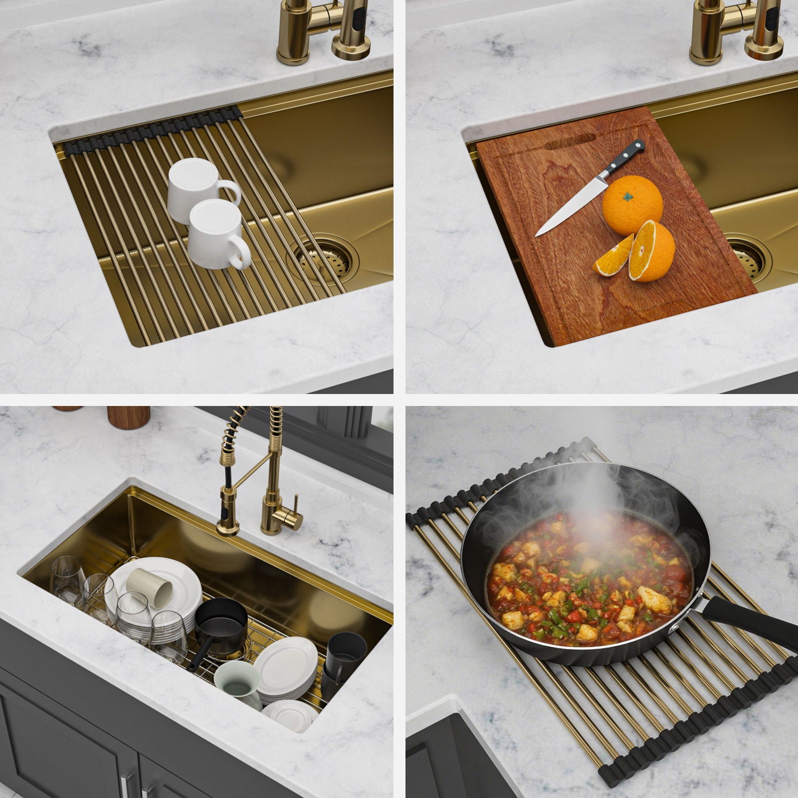 Stainless Steel Undermount Kitchen Sink With Workstation
