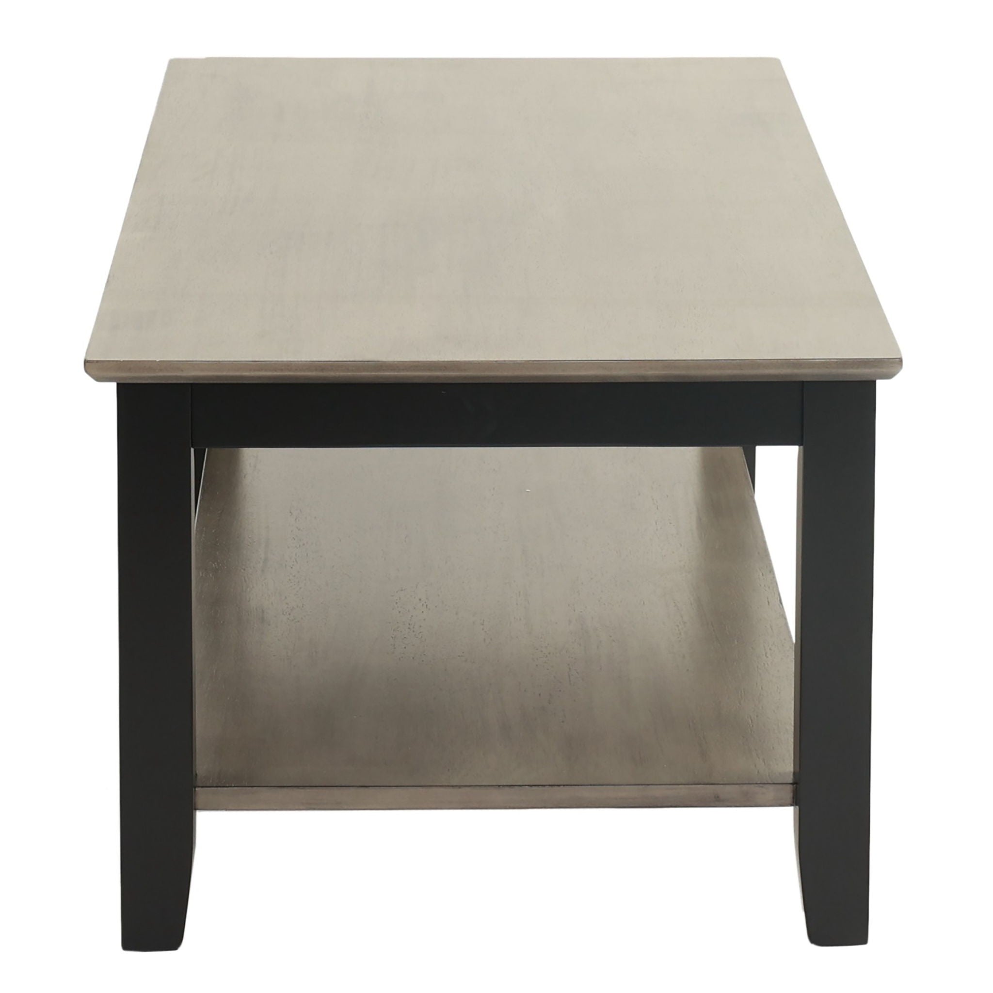 3 Piece Table Set With Open Shelf Storage, Includes Coffee, End & Console Table - Black / Black / Gray / Gray