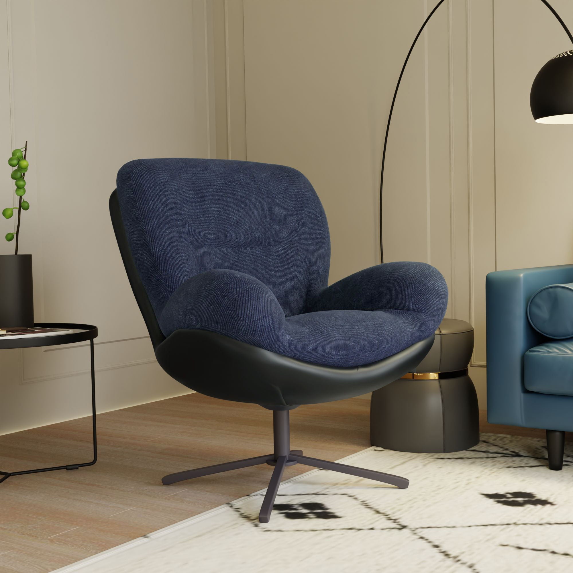 360° Swivel Office Chair, No Wheels
