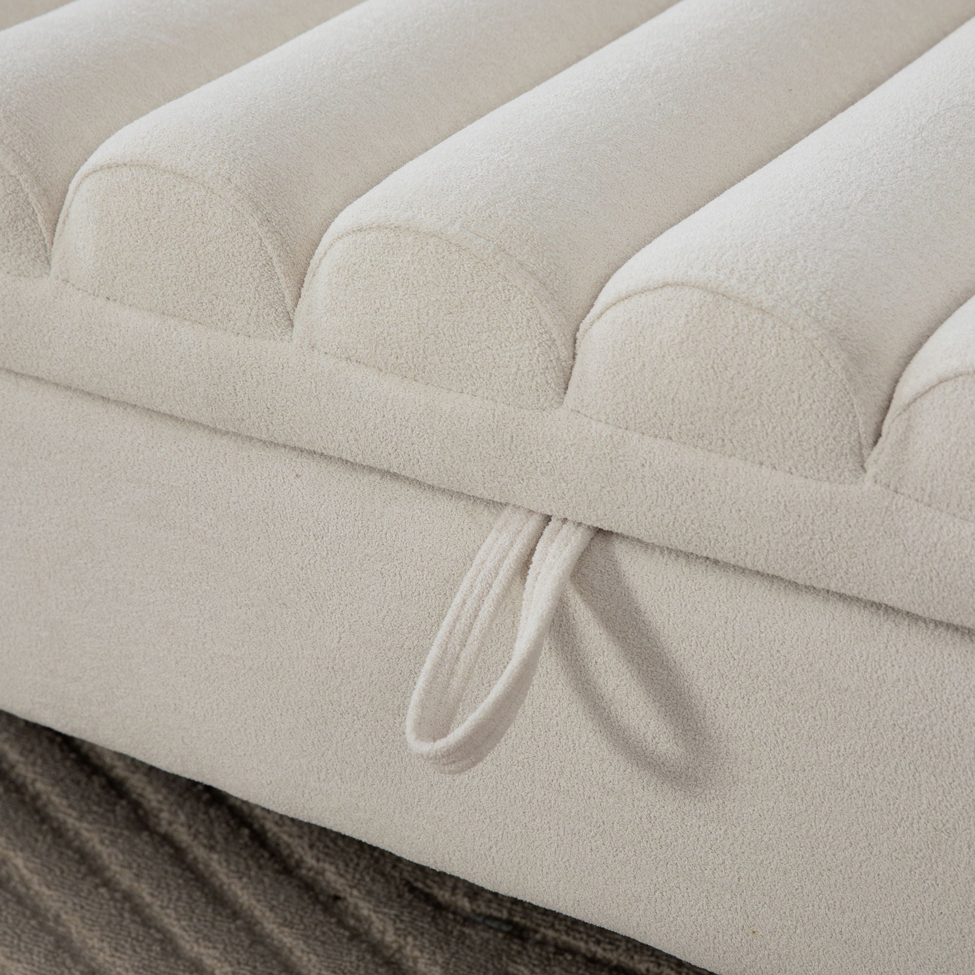 Wide Modern Upholstered Storage Bench With Rolled Armrest