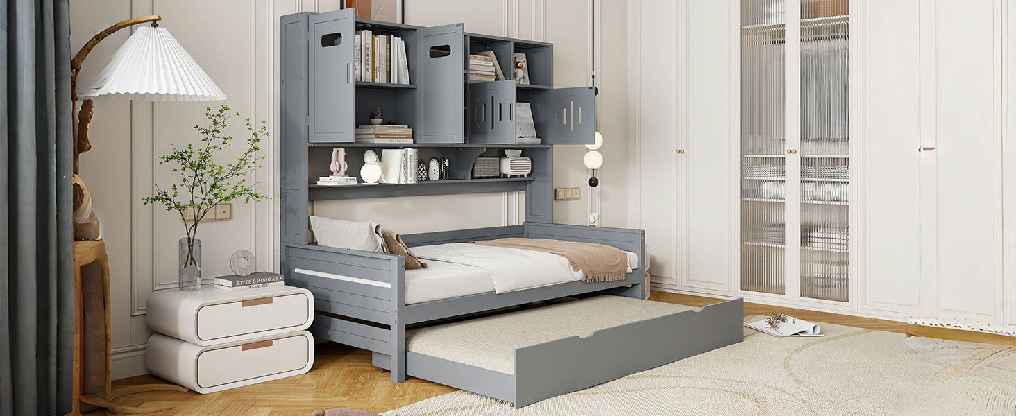 Daybed & All-In-One Cabinet And Shelf