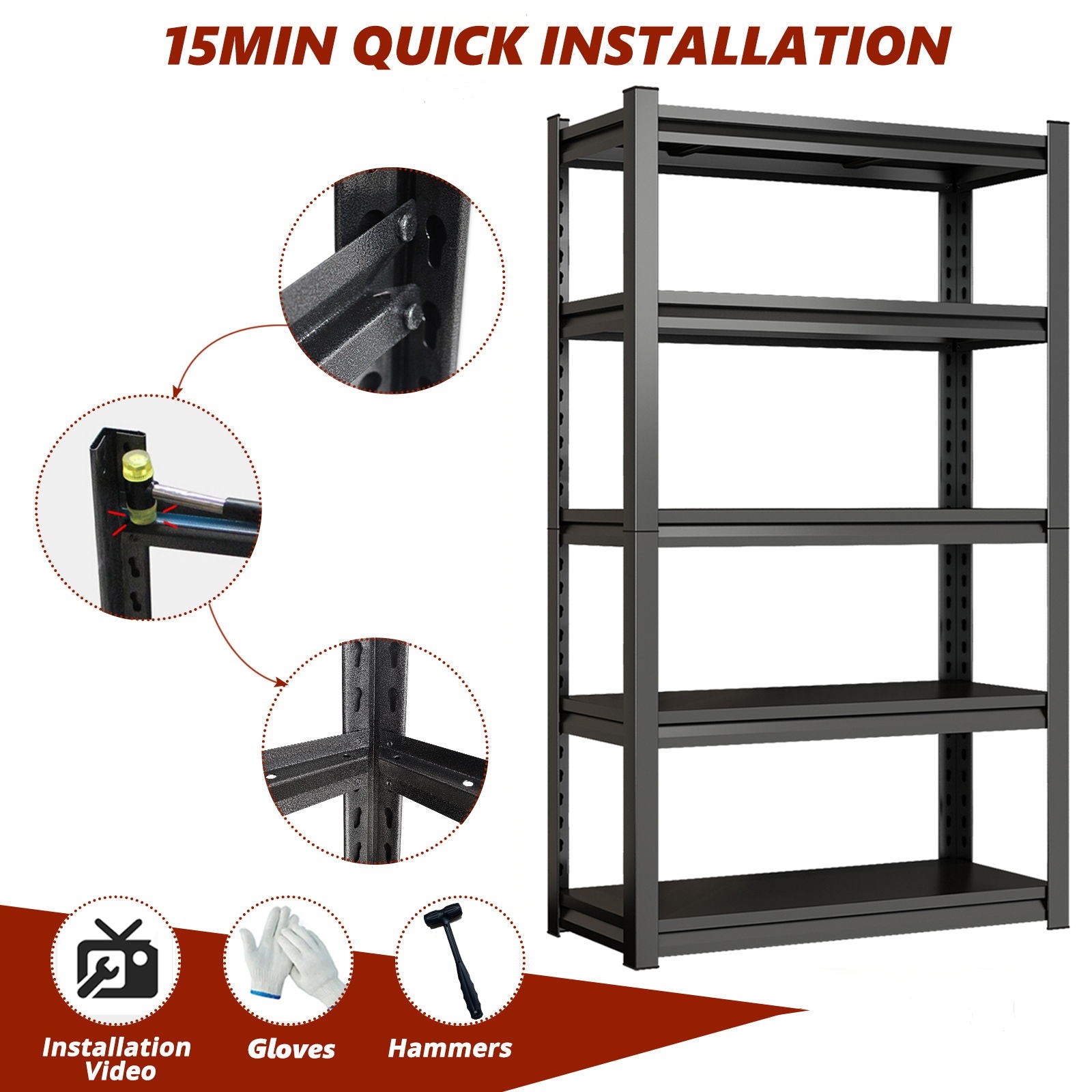 5 Tier Heavy Duty Shelving Unit Adjustable Shelving Units