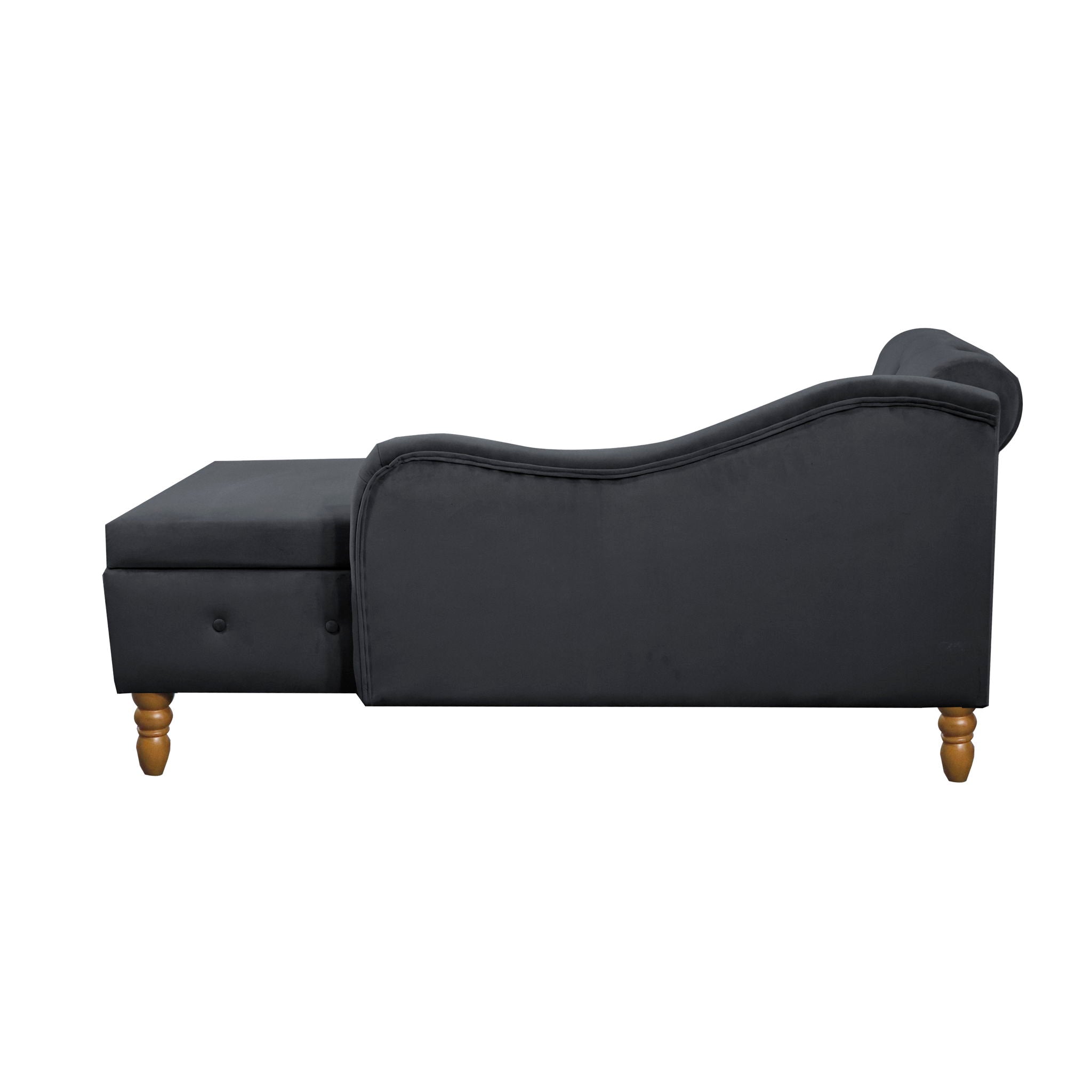 Chaise Lounge Indoor, Lounge Chair For Bedroom With Storage & Pillow, Modern Upholstered Rolled Arm Chase Lounge For Sleeping With Nailhead Trim For Living Room Bedroom Office