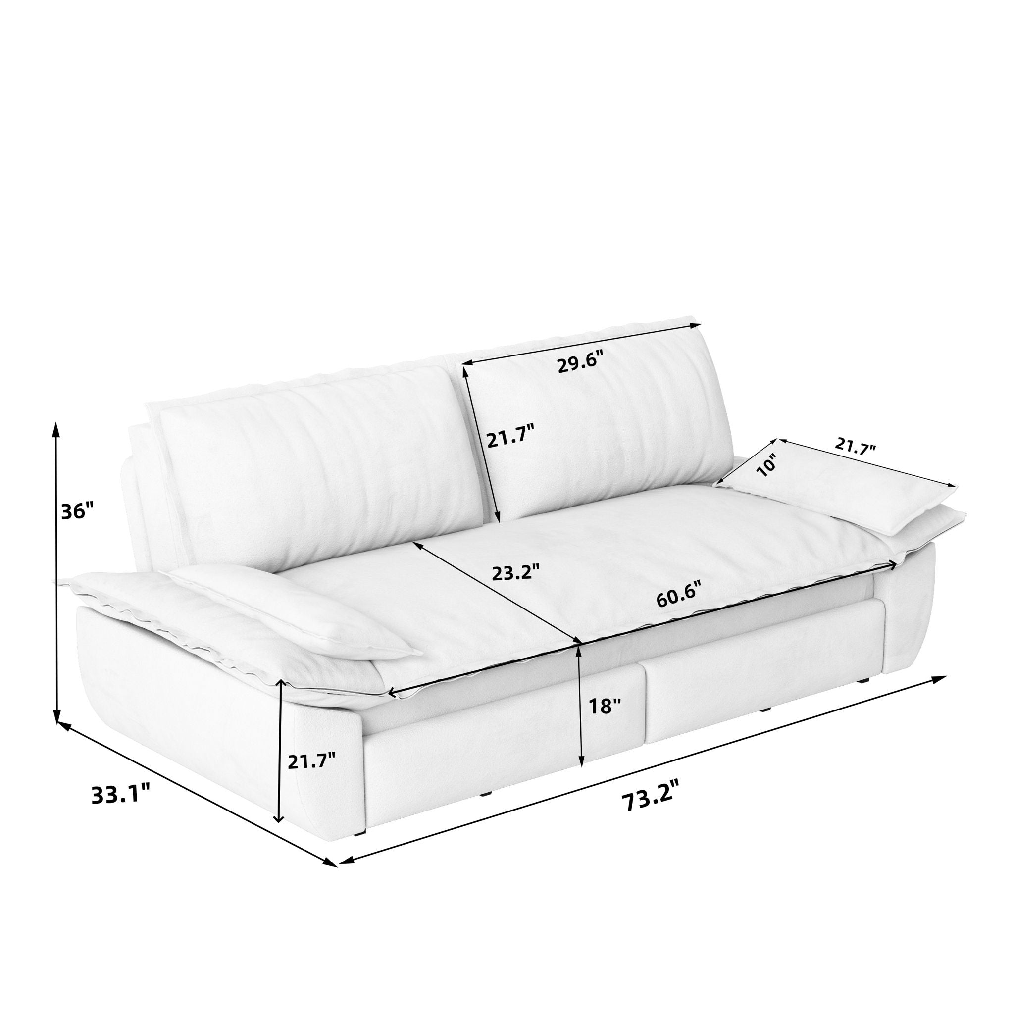 Queen Pull Out Sofa Bed, Convertible 3 In 1, Multi Functional - Blue