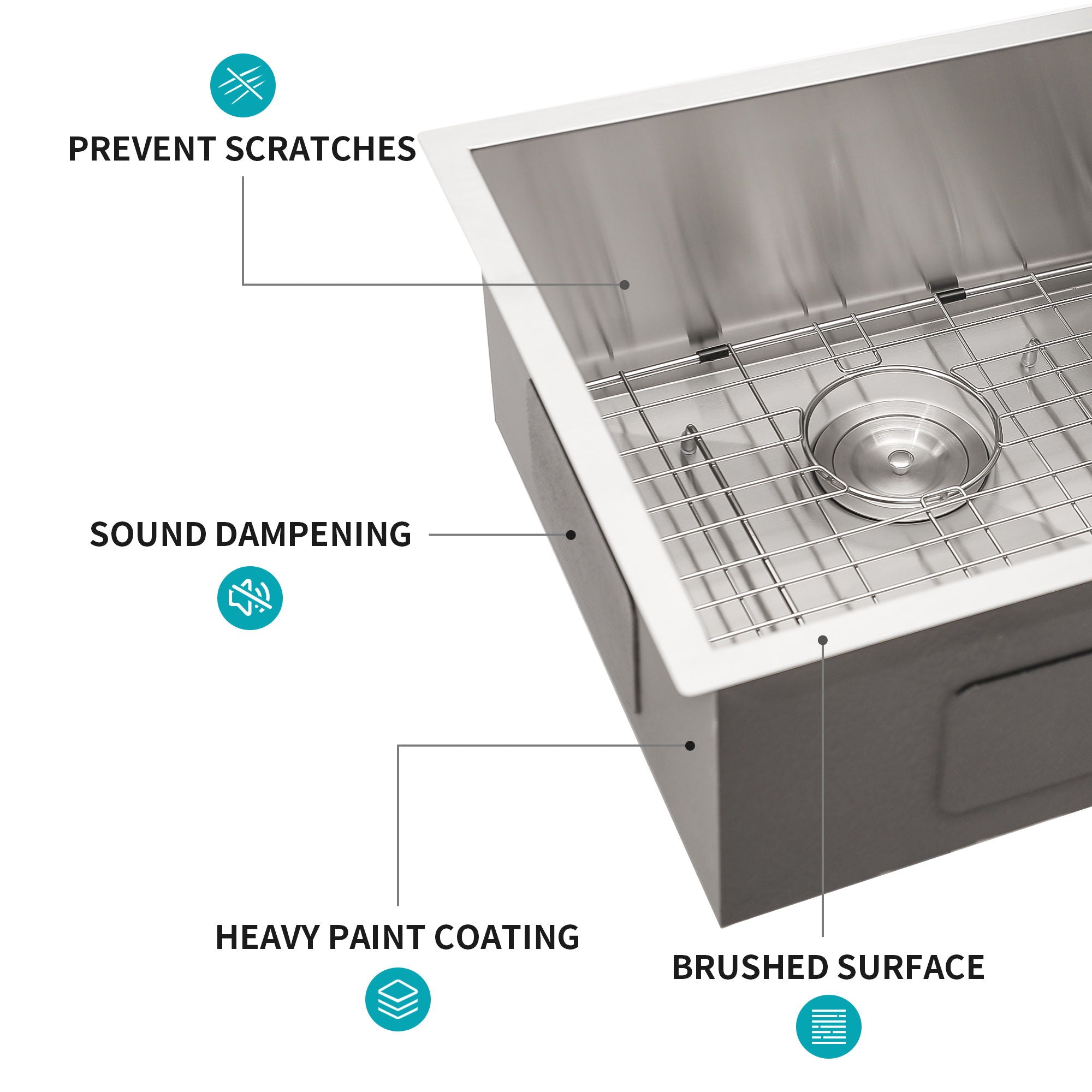 Modern Double Bowl Undermount Kitchen Sink 50 / 50 Design Stainless Steel