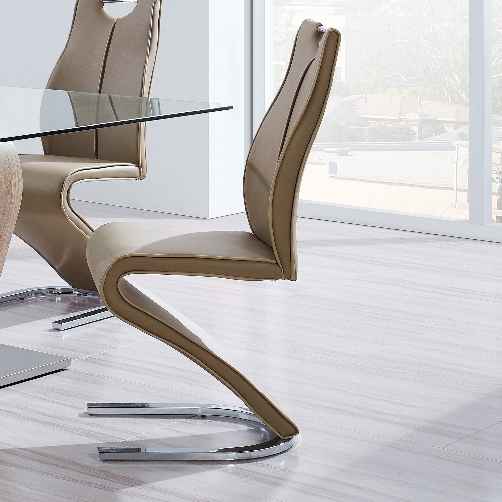 Tony - Dining Chairs (Set of 2) - Brown / Beige