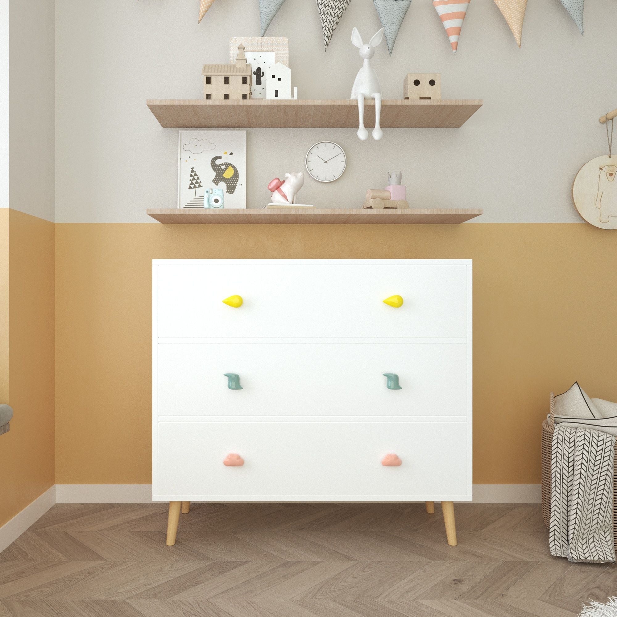 3 Drawer Dresser, Storage Cabinet With Anti Tip Safety