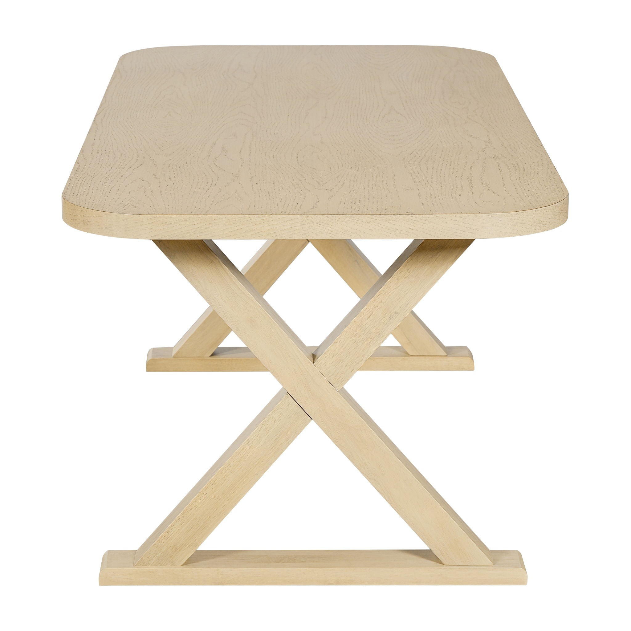 Dining Table With X-Shaped Legs, Rectangular Indoor - Natural
