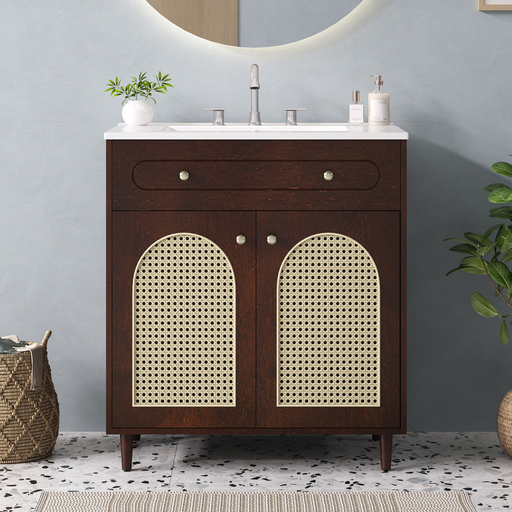 Modern Bathroom Vanity With Sink, Cabinet With Adjustable Shelf