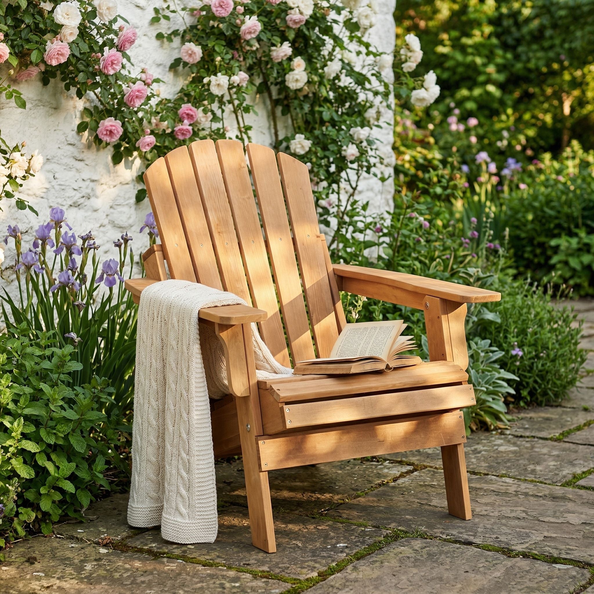 Oversize Outdoor Folding Adirondack Chair, Patio Chair For Garden