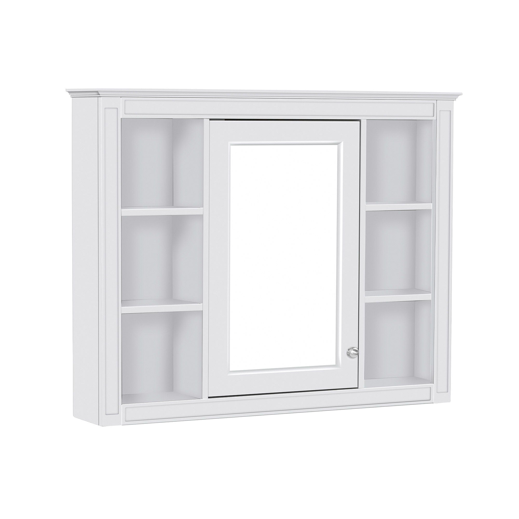 Bathroom Vanity With Mirror Cabinet, Single Sink With 2 Soft Closing Doors And 4 Drawers