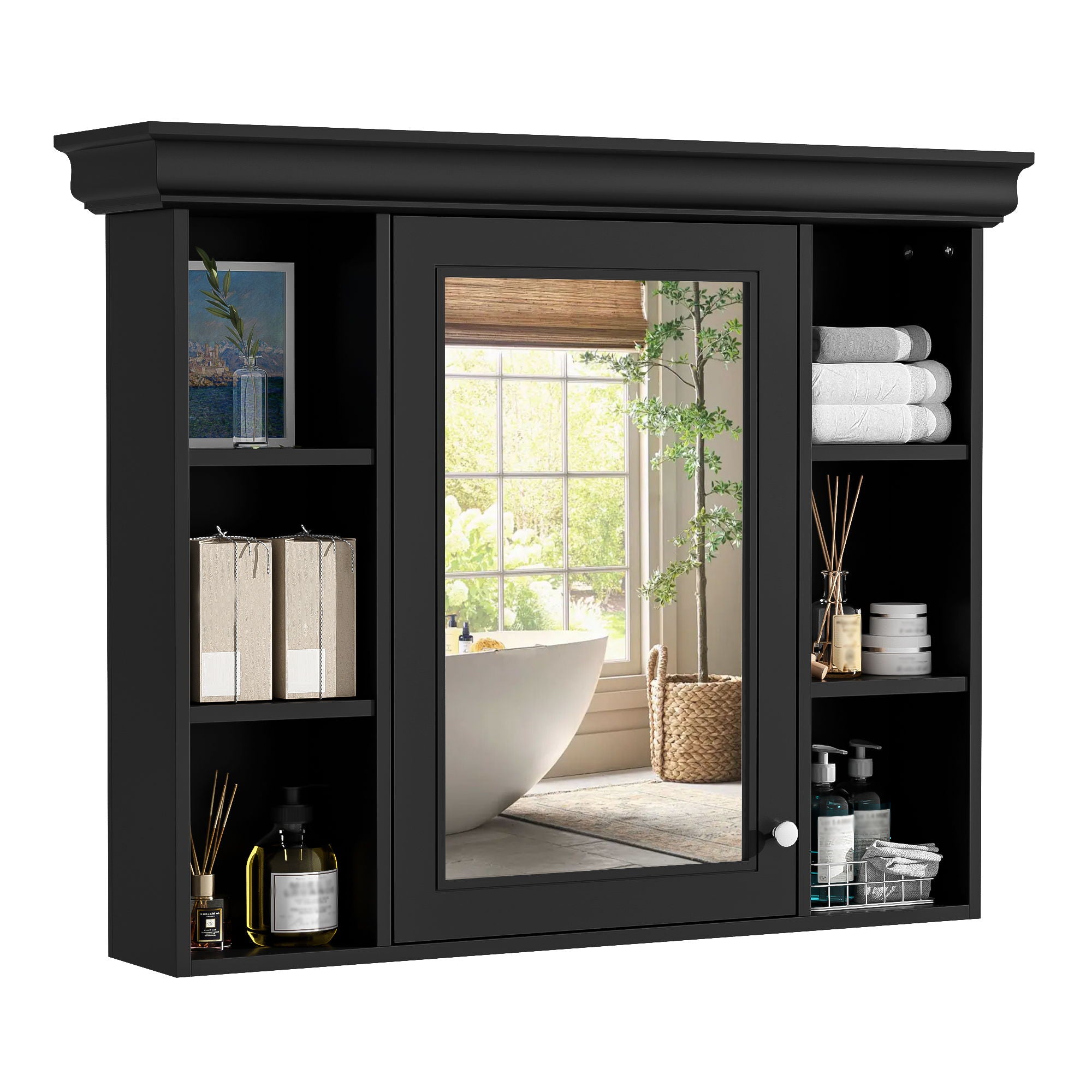Wall Mounted Bathroom Storage Cabinet With Mirror Door