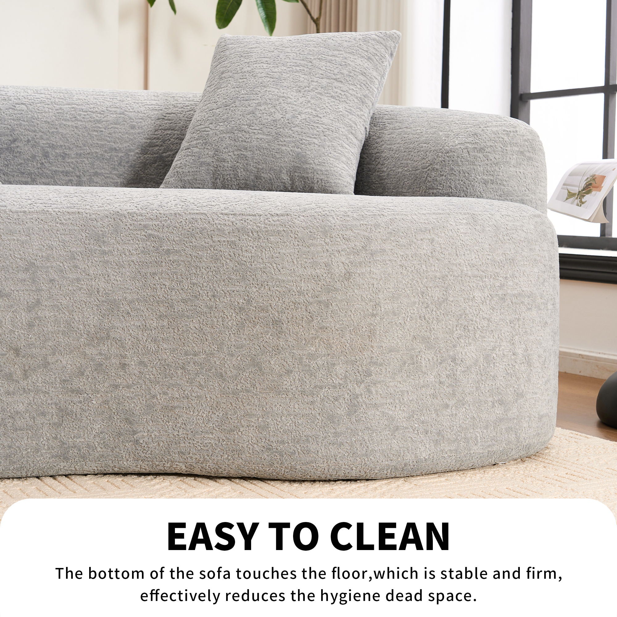 4 Seater Sofa With Fabric, 30D, 60 Hardness Full Sponge, 4 Pillow For Living Room, Home Furniture Sleeper Sectional Sofa For Apartment