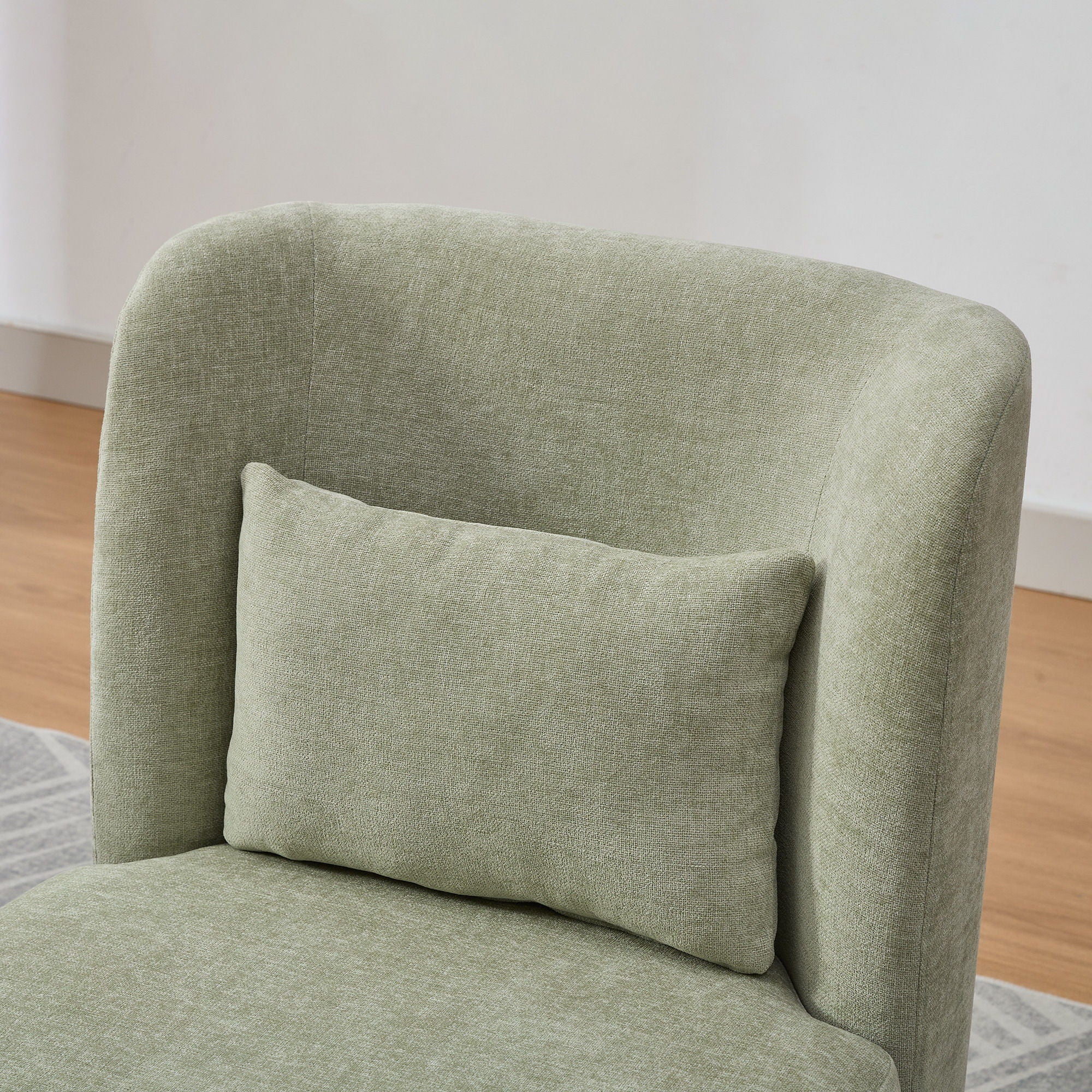 Wide Modern Cushioned Armless Metal Base 360° Swivel Chair With Pillow