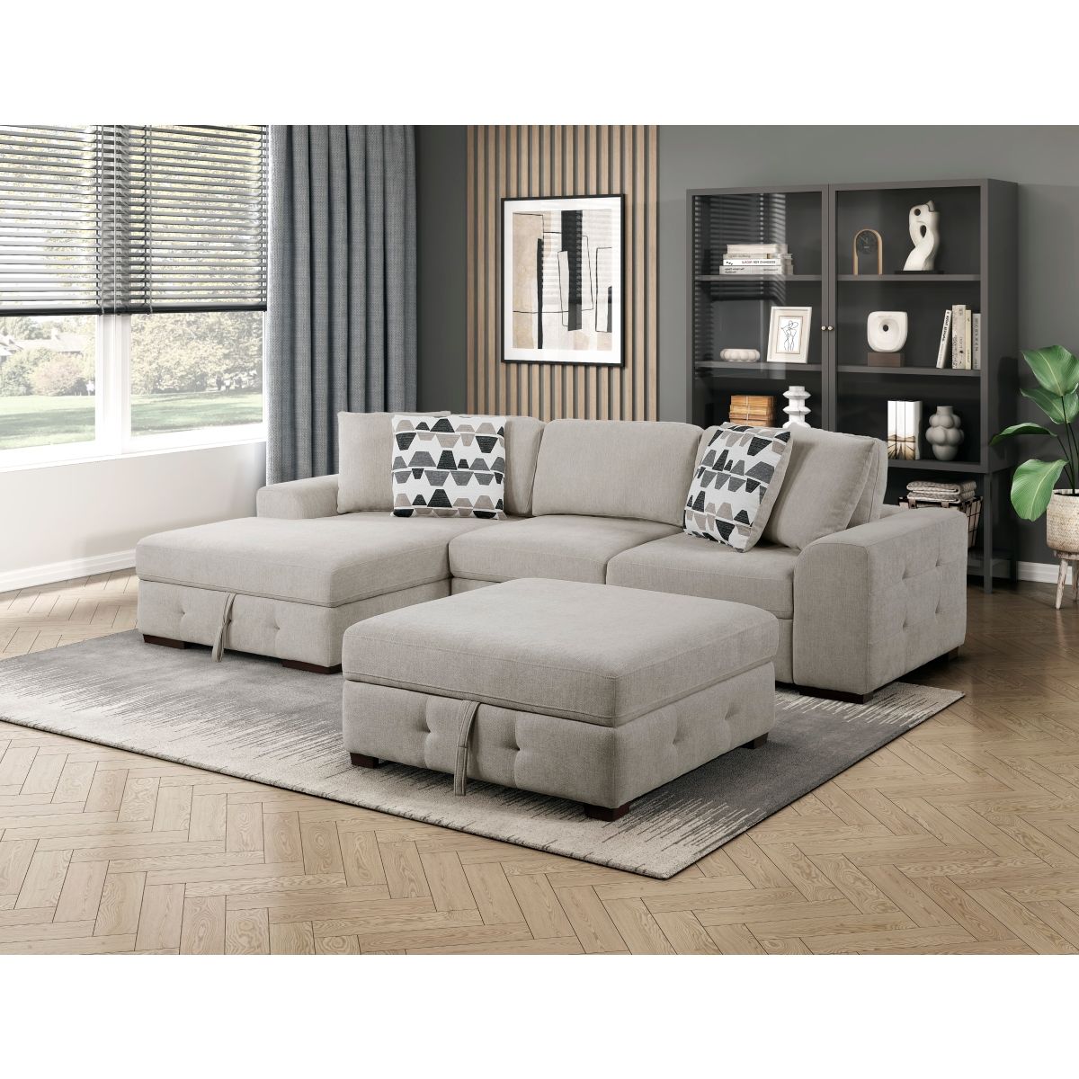 Raife - Storage Ottoman - Taupe