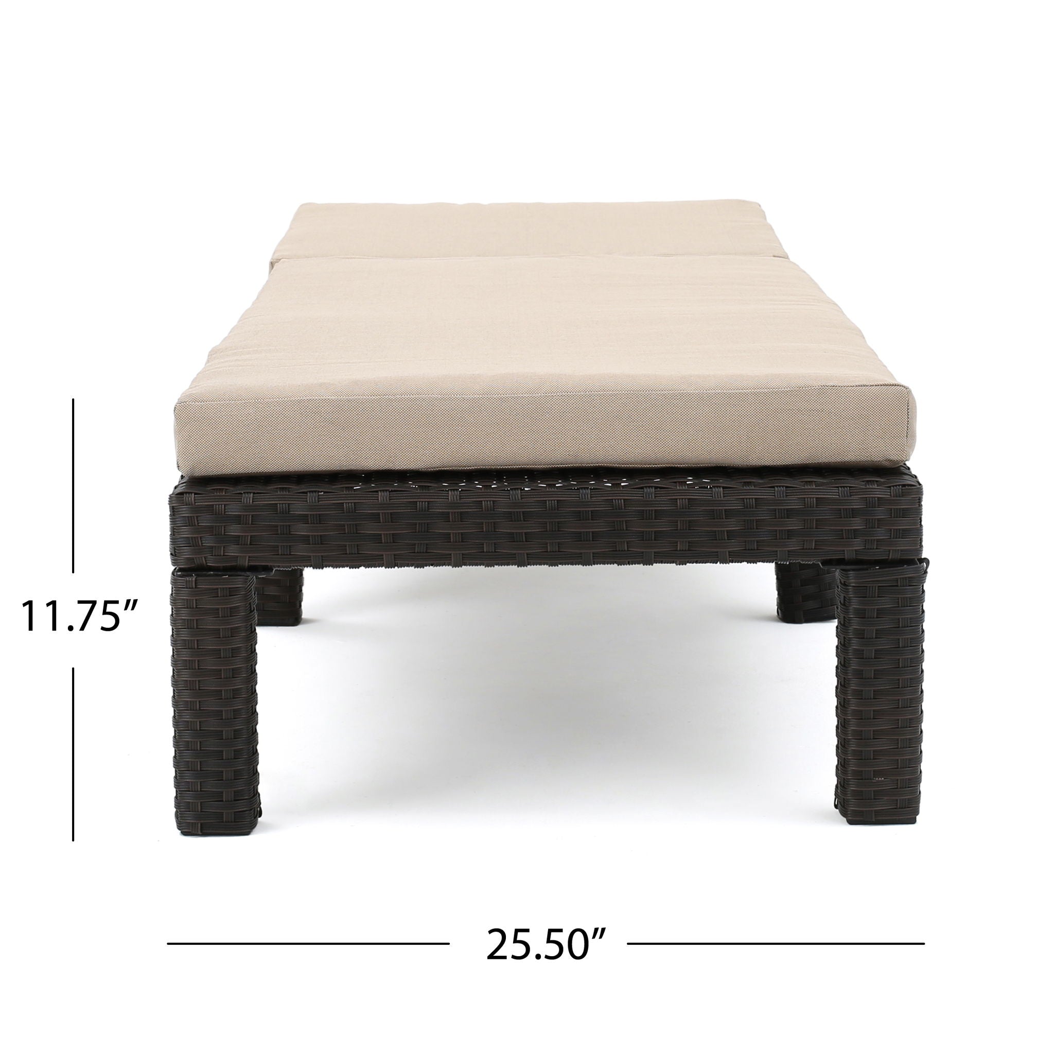 Puerta - Chaise Lounge Frame Cushion Outdoor Wicker Iron - Beige / Dark Brown