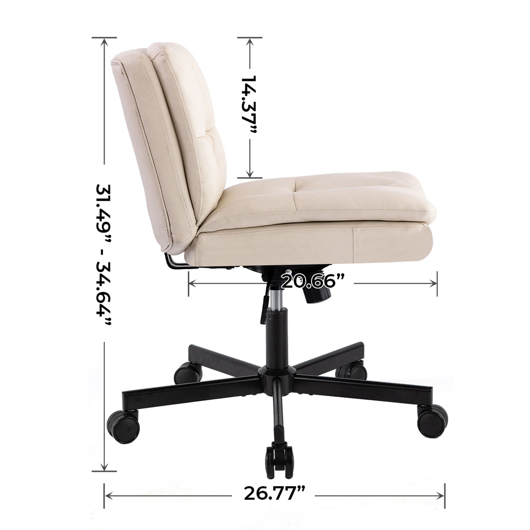Large Size Swivel Home Office Desk Chair Armless Office Room Chair - Beige