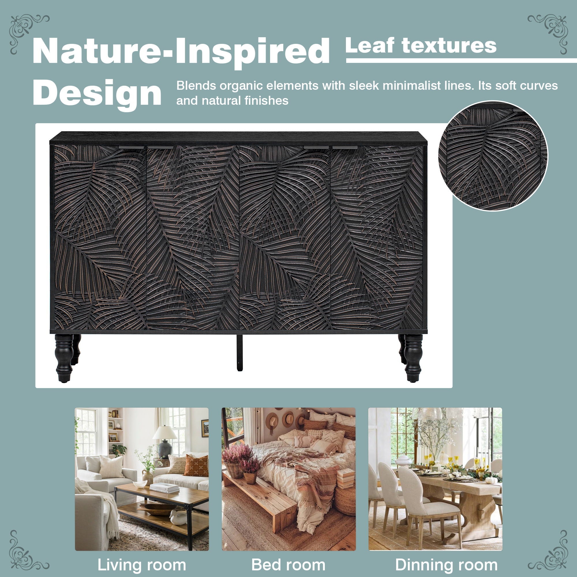 Modern TV Stand With 2 Spacious Storage Space And Anti-Tip Device