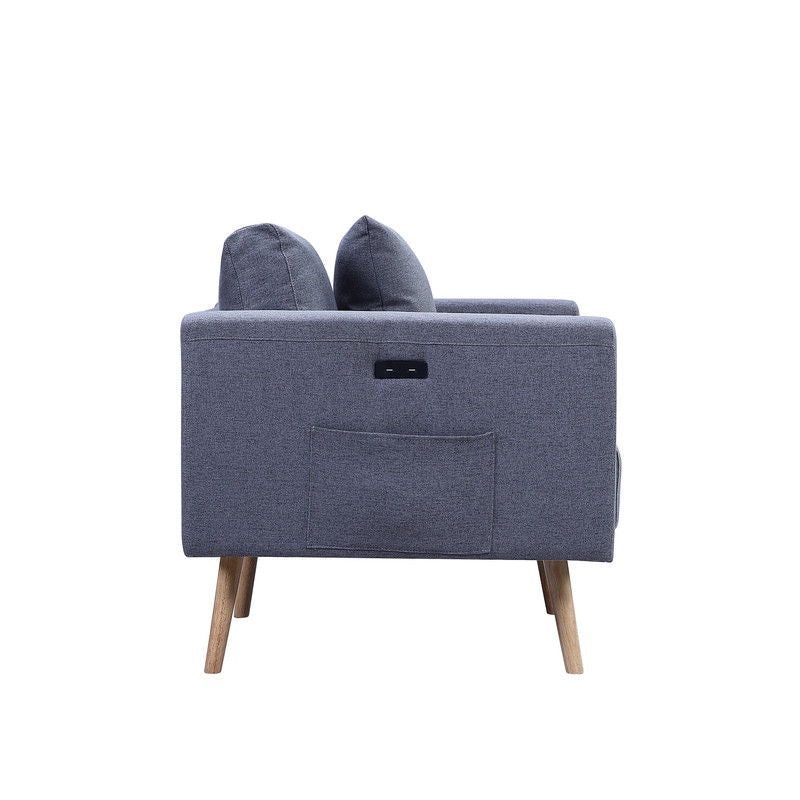 Easton - Fabric Living Room Set With USB Charging Ports Pockets And Pillows (Set of 2)