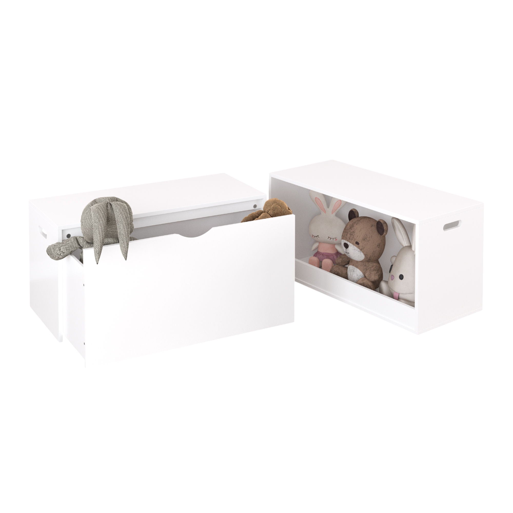 Open Toy Storage Box For Kids, Organizer Bin For Plush Toys, Books - White