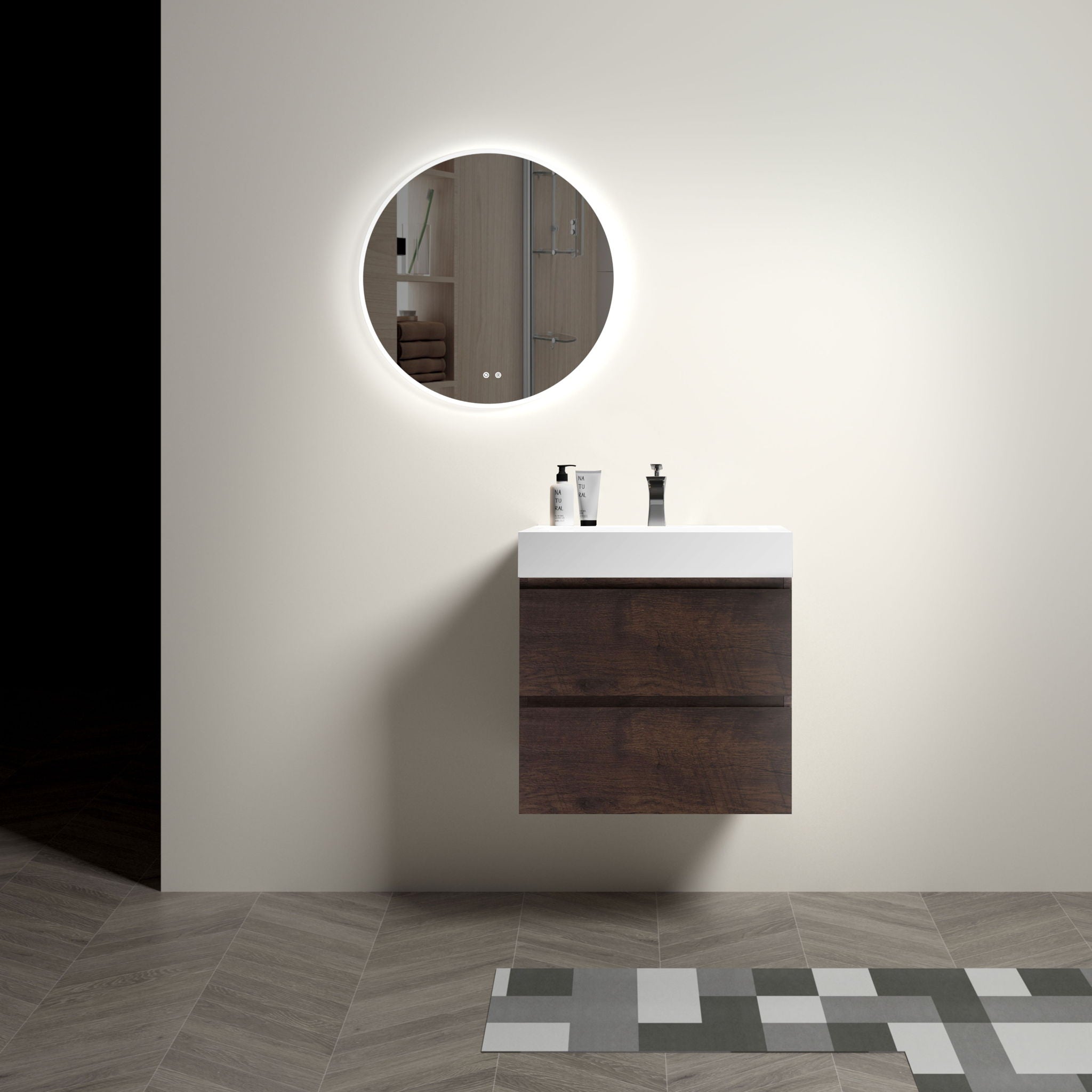Alice - Bathroom Vanity Wall Mounted With Sink, Large Storage