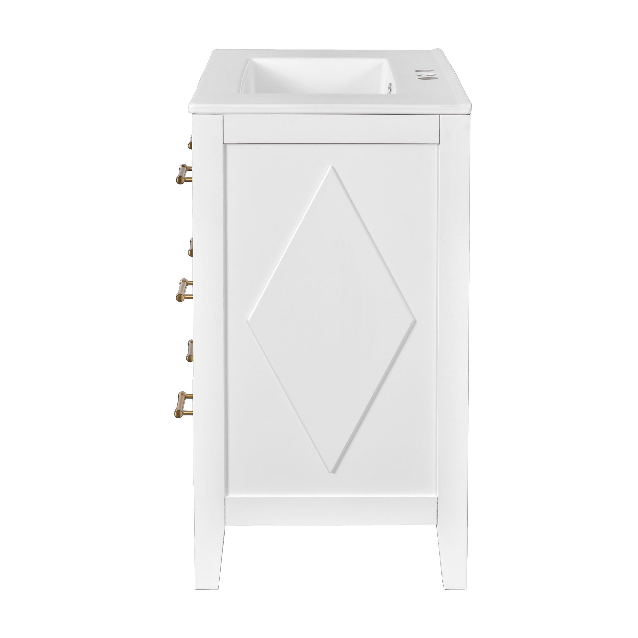 Retro Bathroom Vanity With Sink Combo, Free Standing Single Set With 3 Drawers