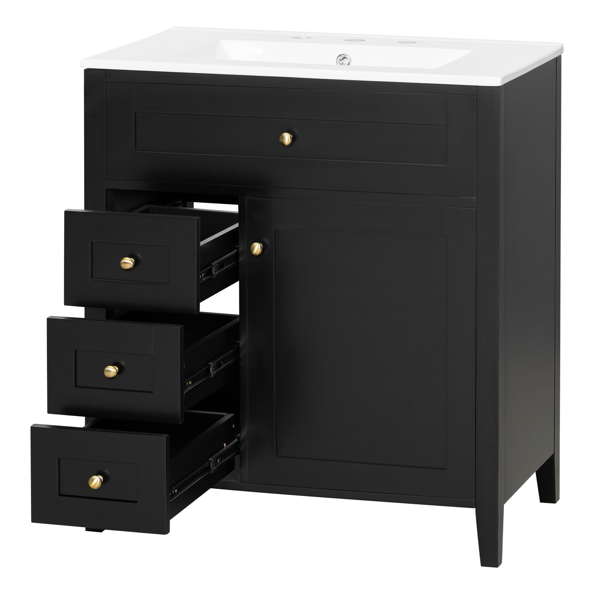 Modern Bathroom Vanity With Sink, 3 Drawers And Adjustable Shelf