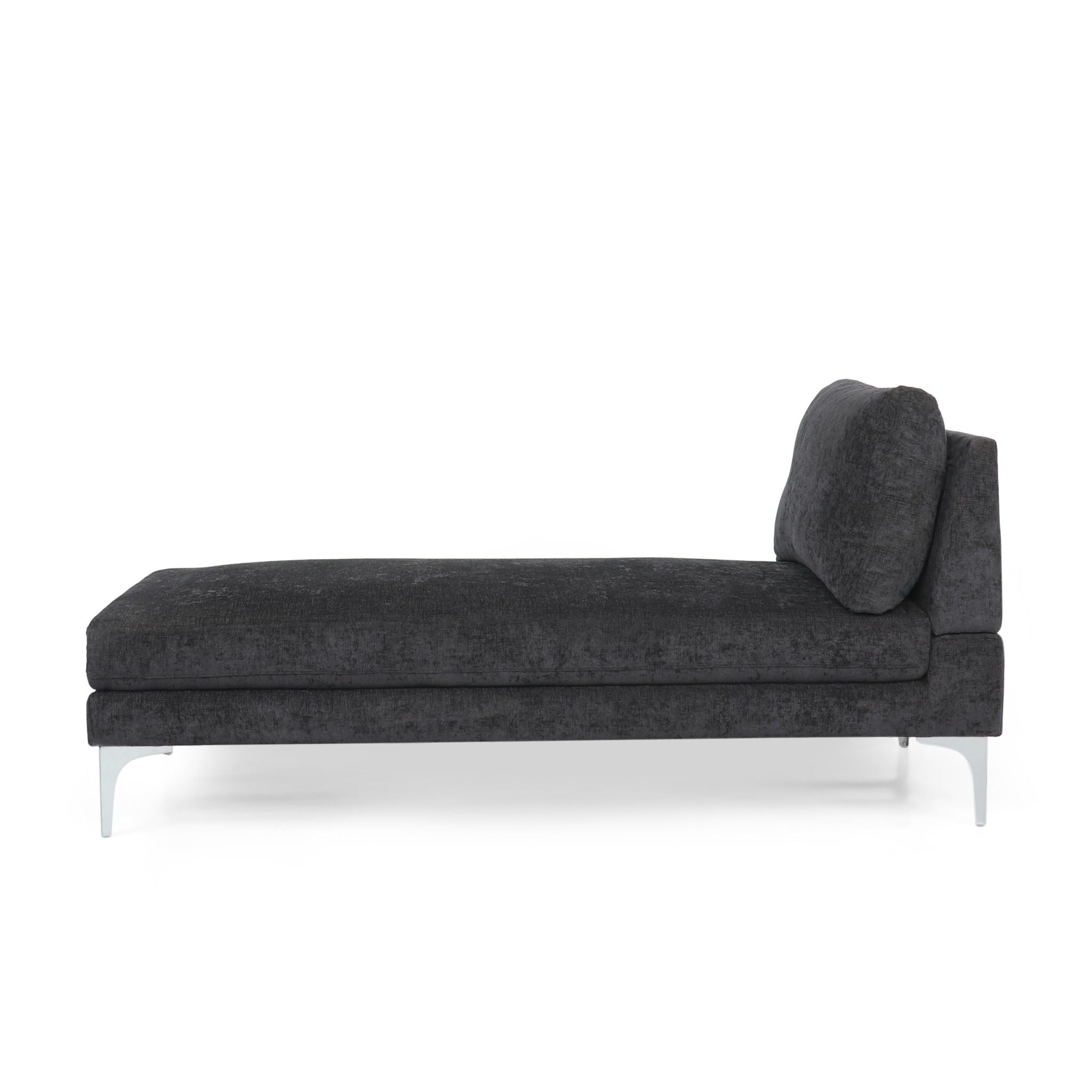 Fabric Upholstered Chaise Lounge With Iron Bracket Legs - Gray