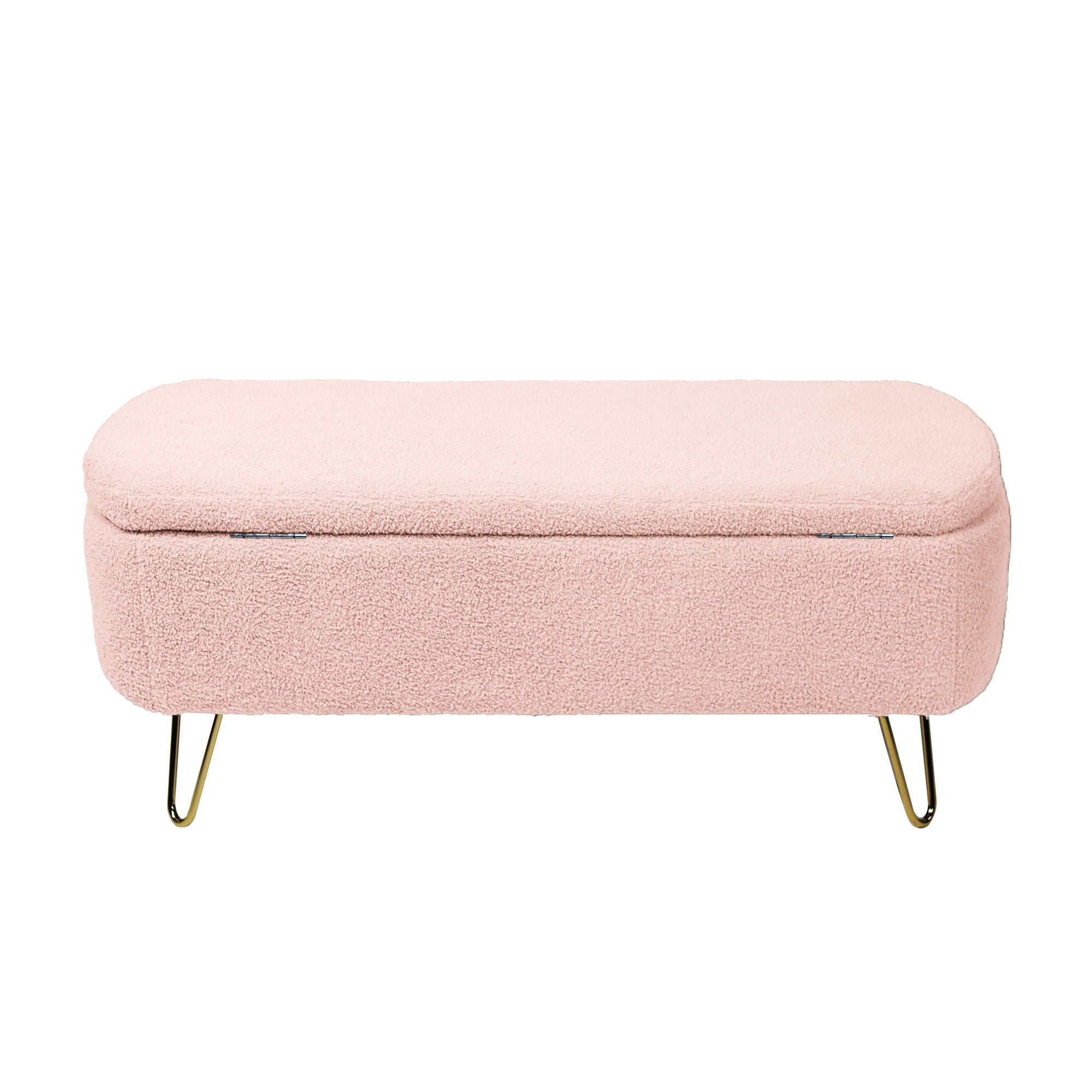 Storage Ottoman Bench For End Of Bed Legs, Modern Camel Faux Fur Entryway Bench Upholstered Padded With Storage For Living Room Bedroom